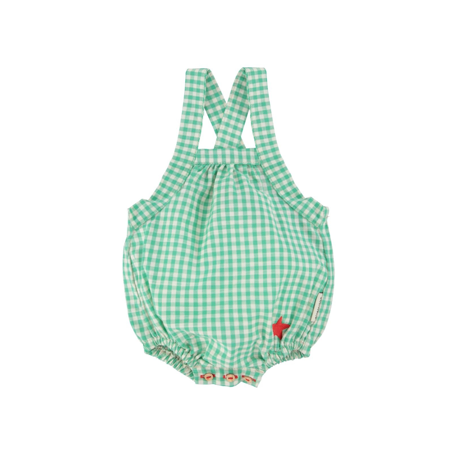 Checkered Baby Romper | Green/Ecru