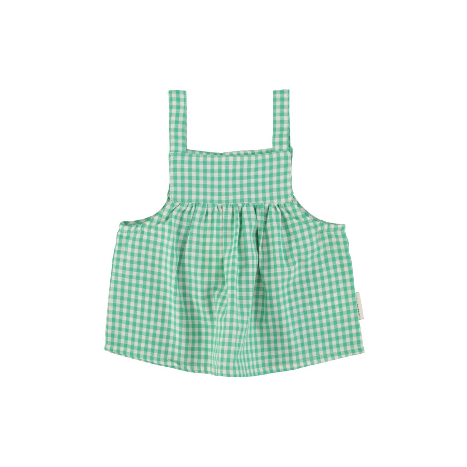Checkered Top With Strap | Green/Ecru