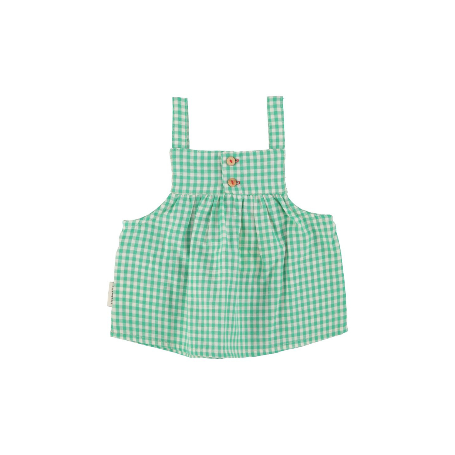 Checkered Top With Strap | Green/Ecru