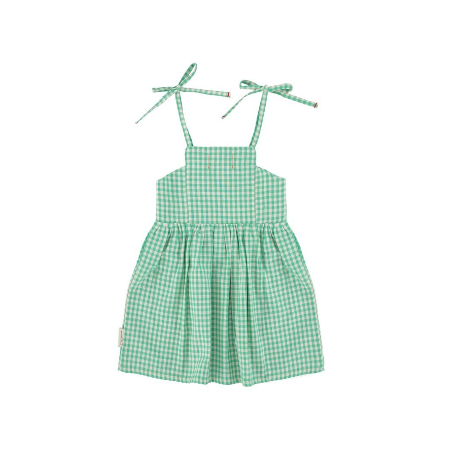 Checkered Short Dress | Green/Ecru