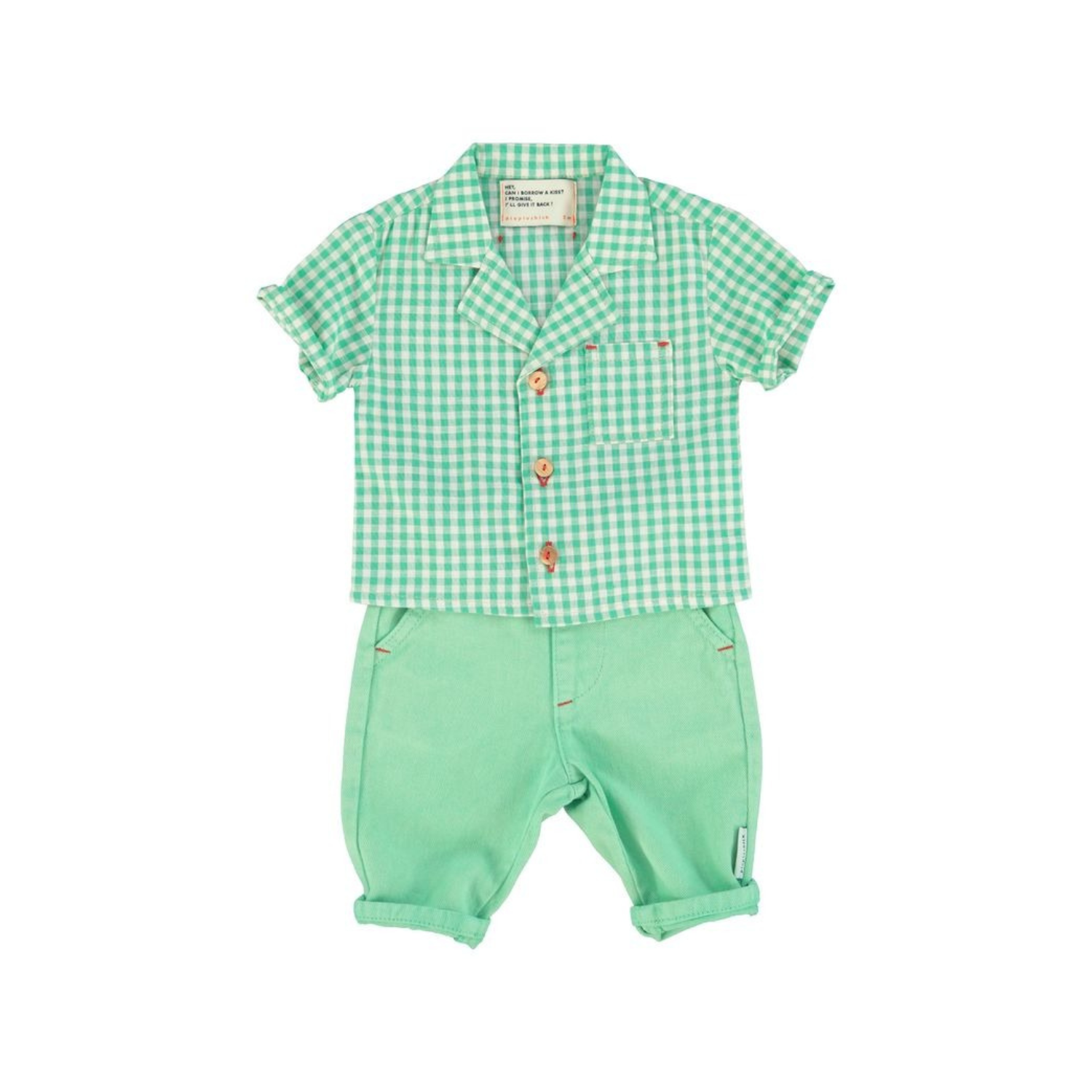 Checkered Hawaiian Shirt | Green/Ecru