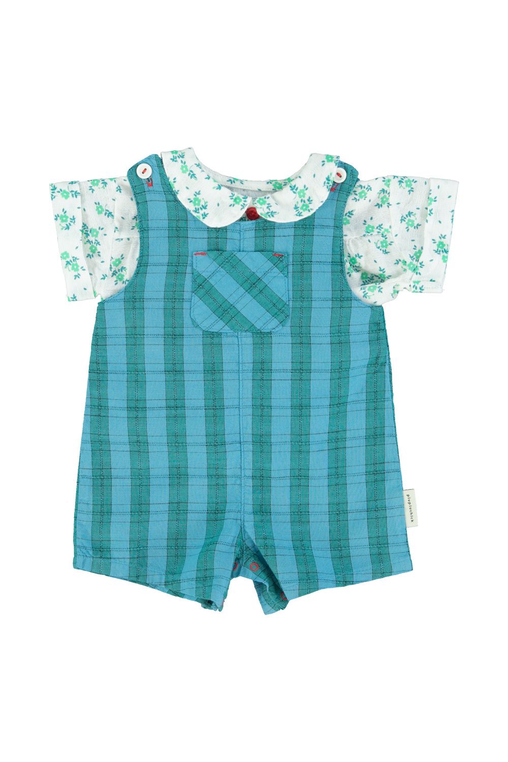 Checkered Baby Short Jumpsuit | Blue/Green