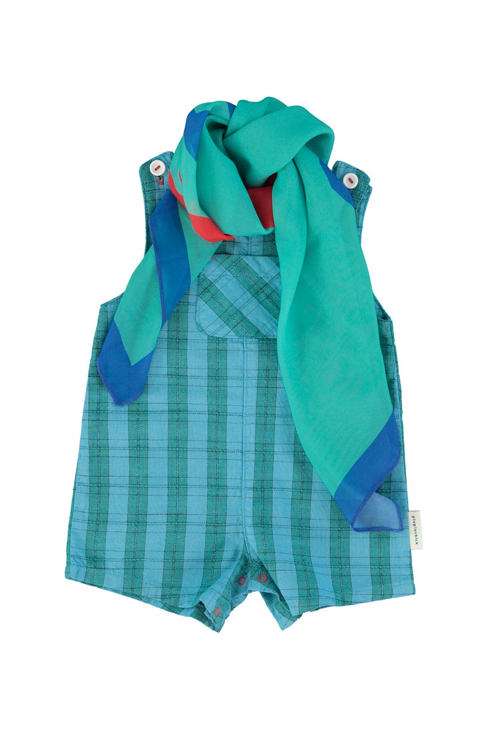 Checkered Baby Short Jumpsuit | Blue/Green