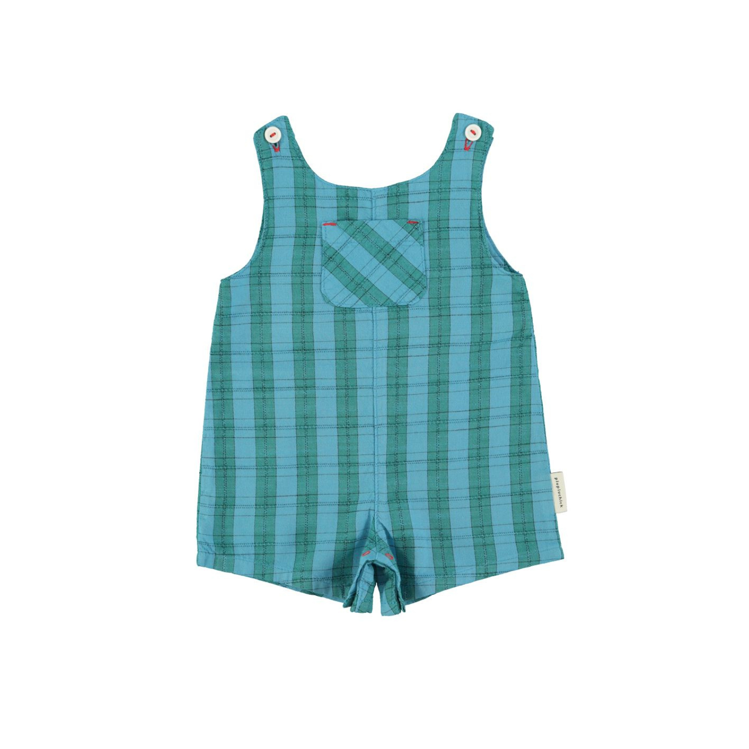 Checkered Baby Short Jumpsuit | Blue/Green