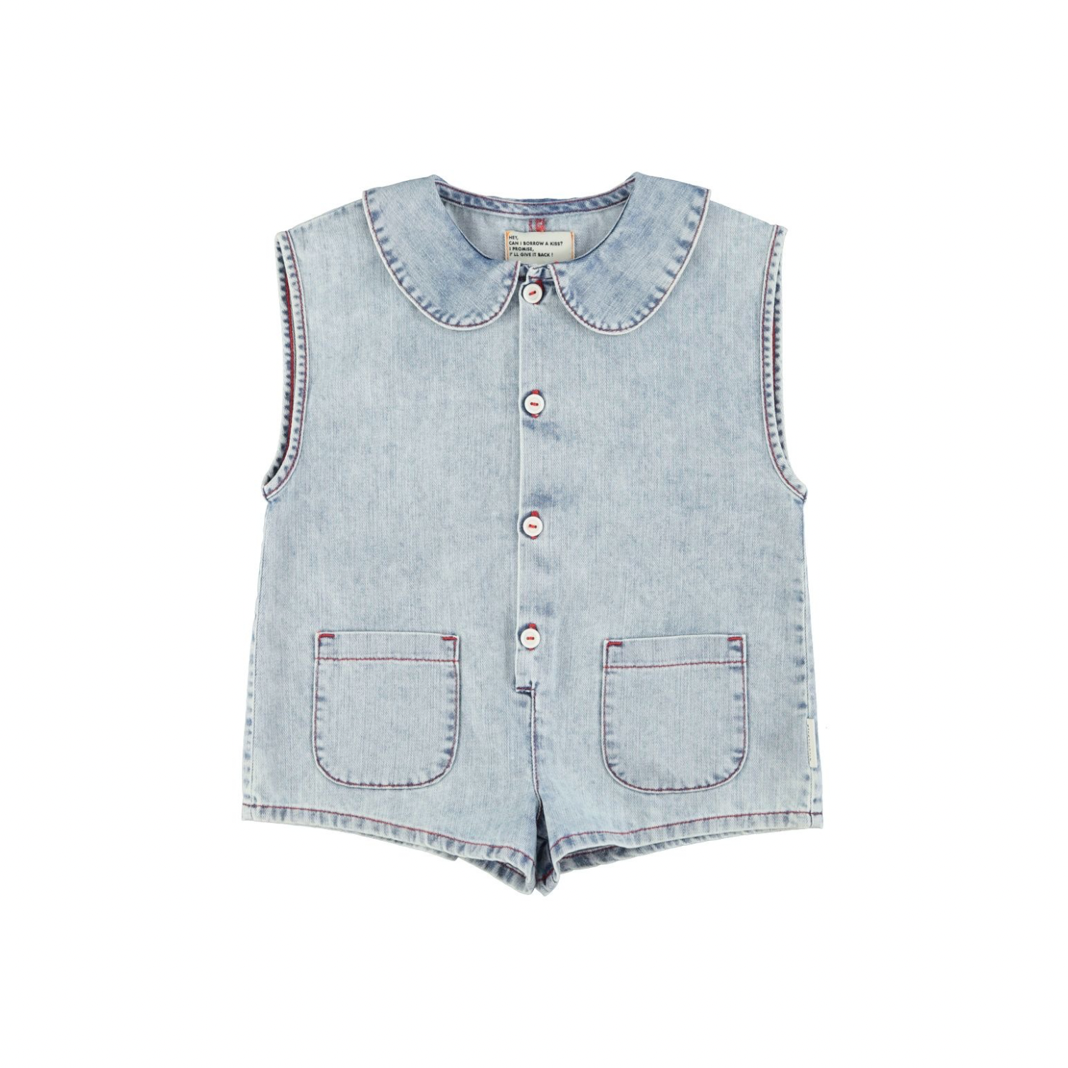 Apple Print Jumpsuit | Light Blue Denim