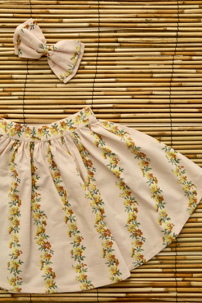 Floral Printed Skirt & Hair Clip | Farandole