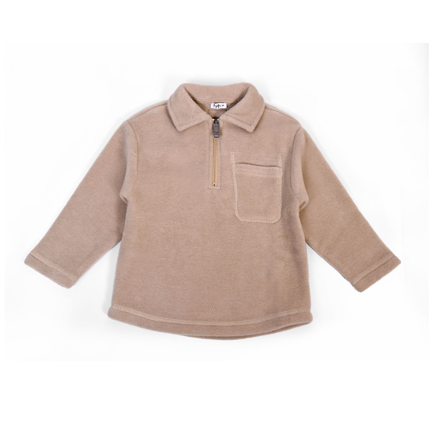 Fleece Zipper Sweater | Beige