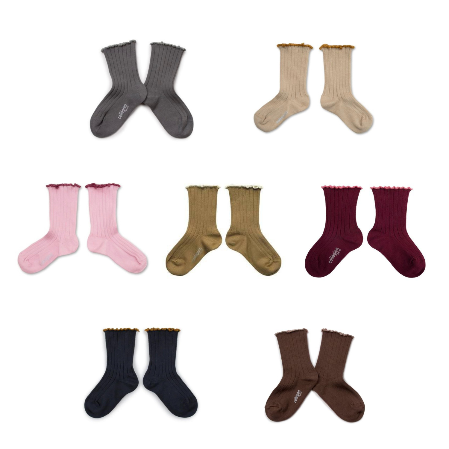 Delphine Lettuce Trim Ribbed Socks