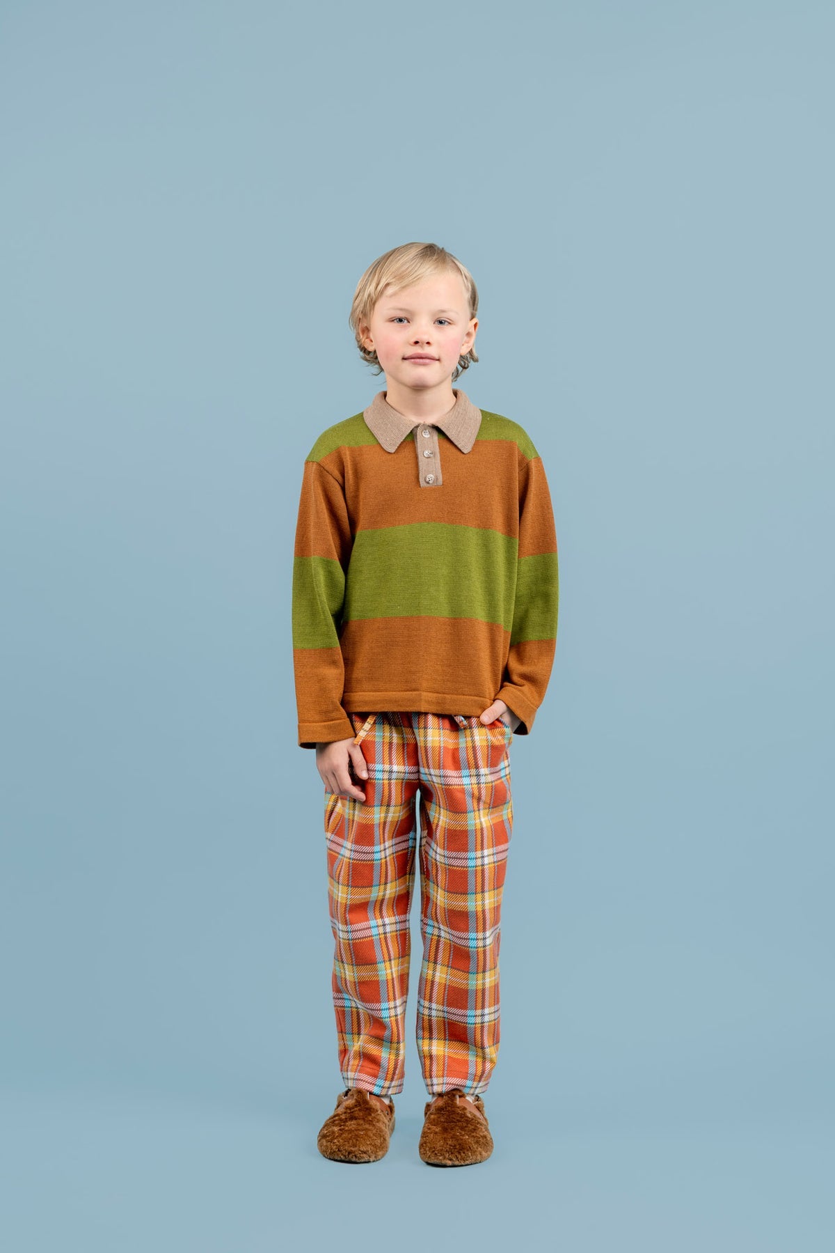 Beau Merino Wool Polo Shirt | Caramel Stripes