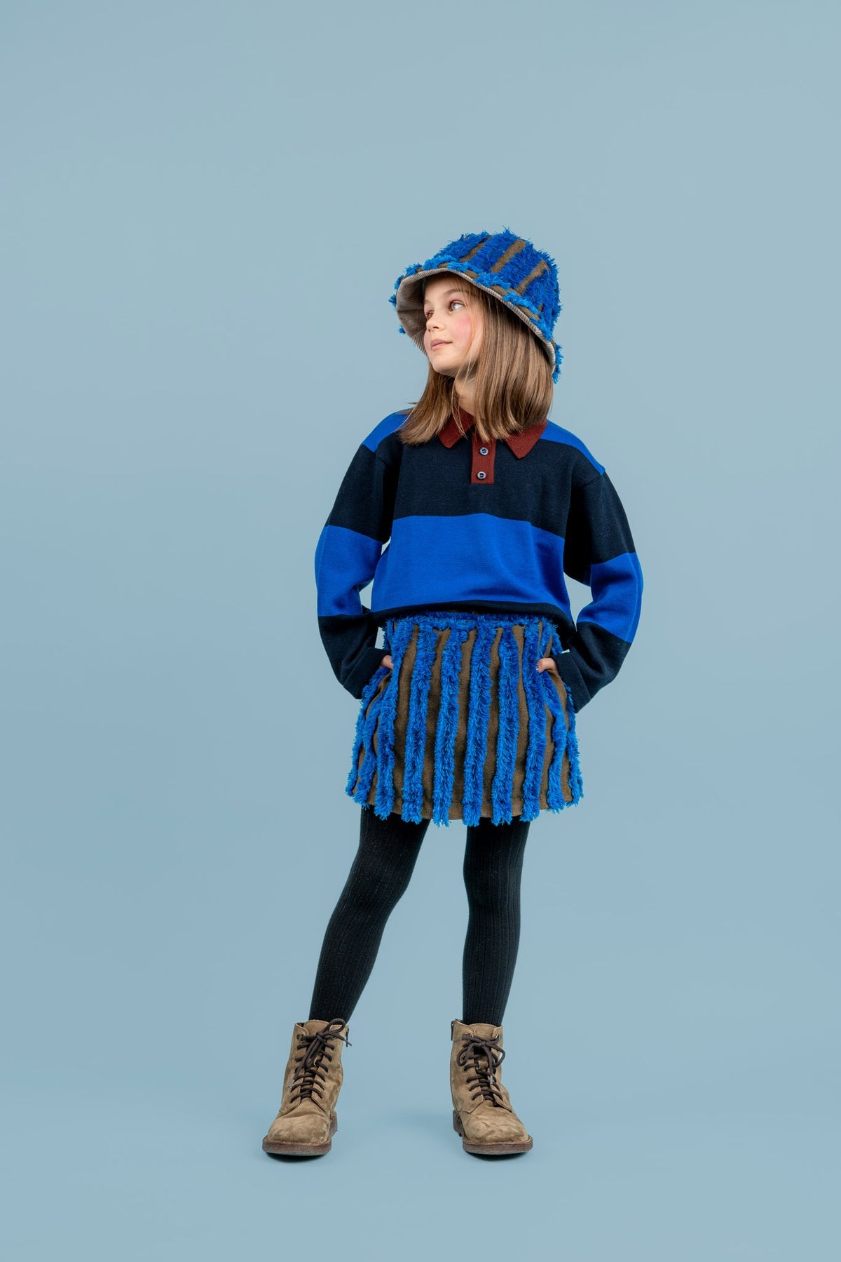 Beau Merino Wool Polo Shirt | Dark Blue Stripes