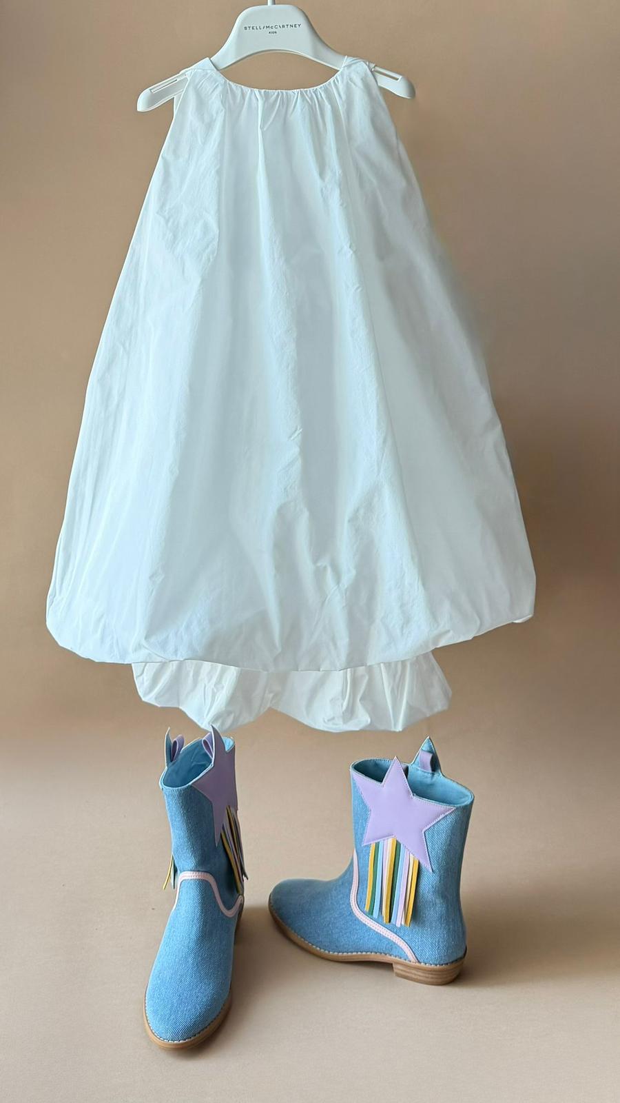 Fringed Denim Cowboy Boots