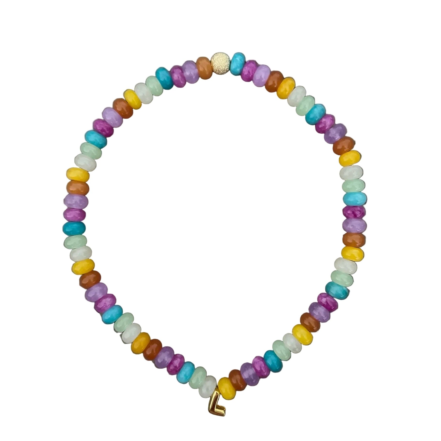Initialed Rainbow Drop Necklace | Gold