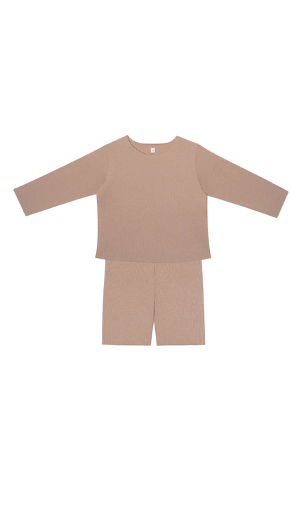 Rib Shorts Set | Nude