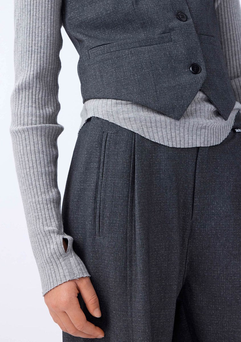 Alvina Flannel Pants | Grey Silver Check