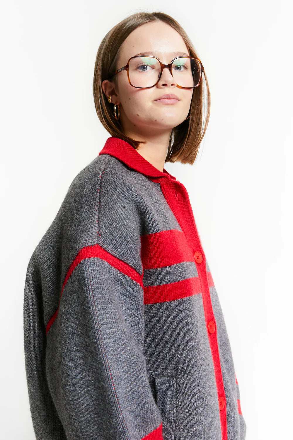 Talent Knit Cardigan | Red