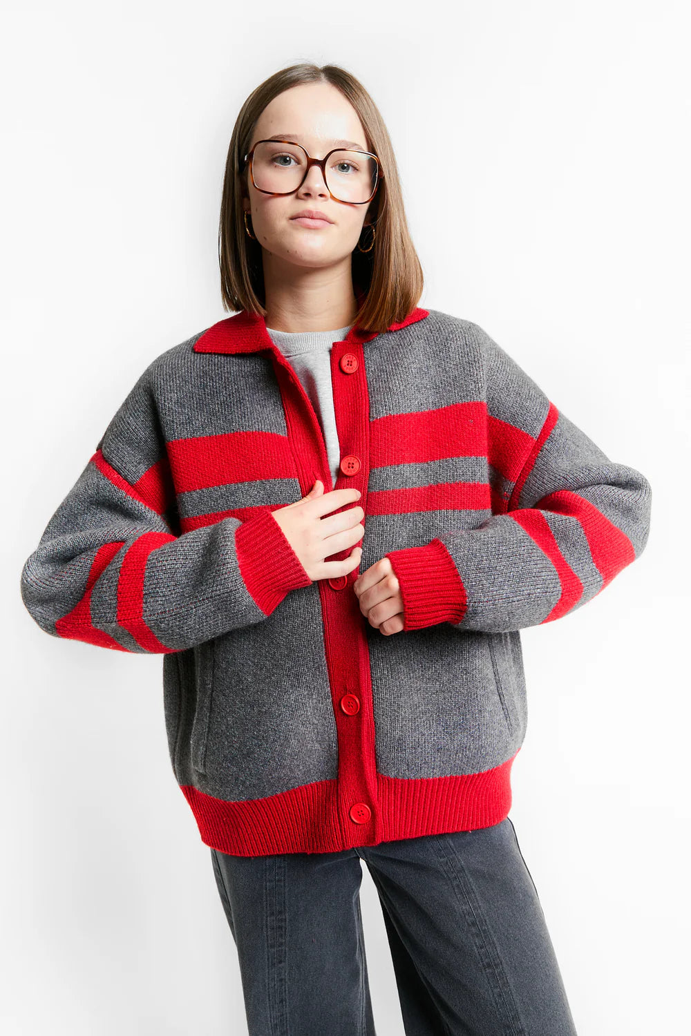 Talent Knit Cardigan | Red