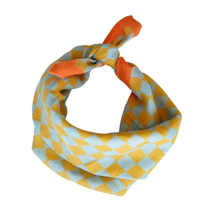 Scarf - Checks Laguna + Wheat