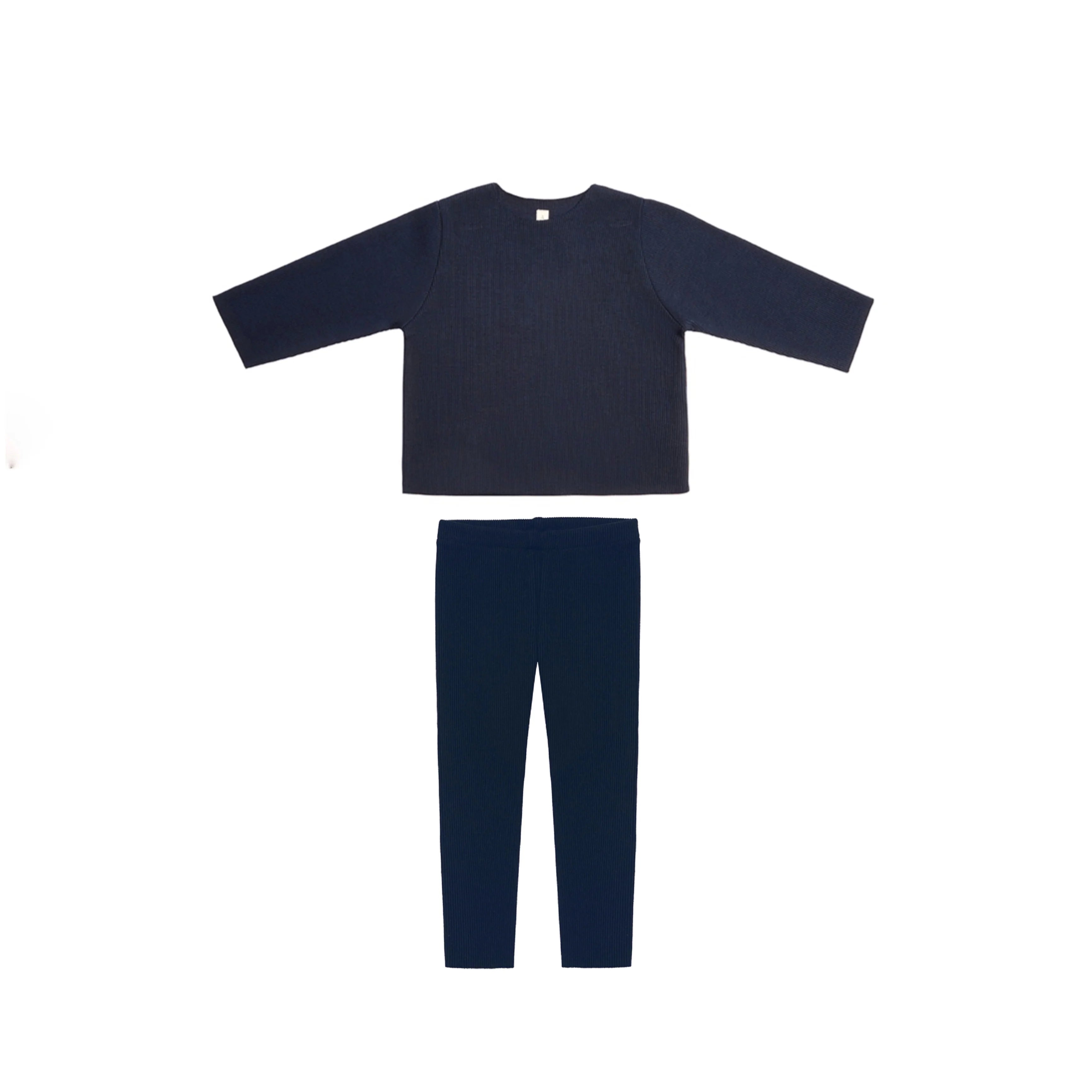 Rib Sweatshirt Set | Navy