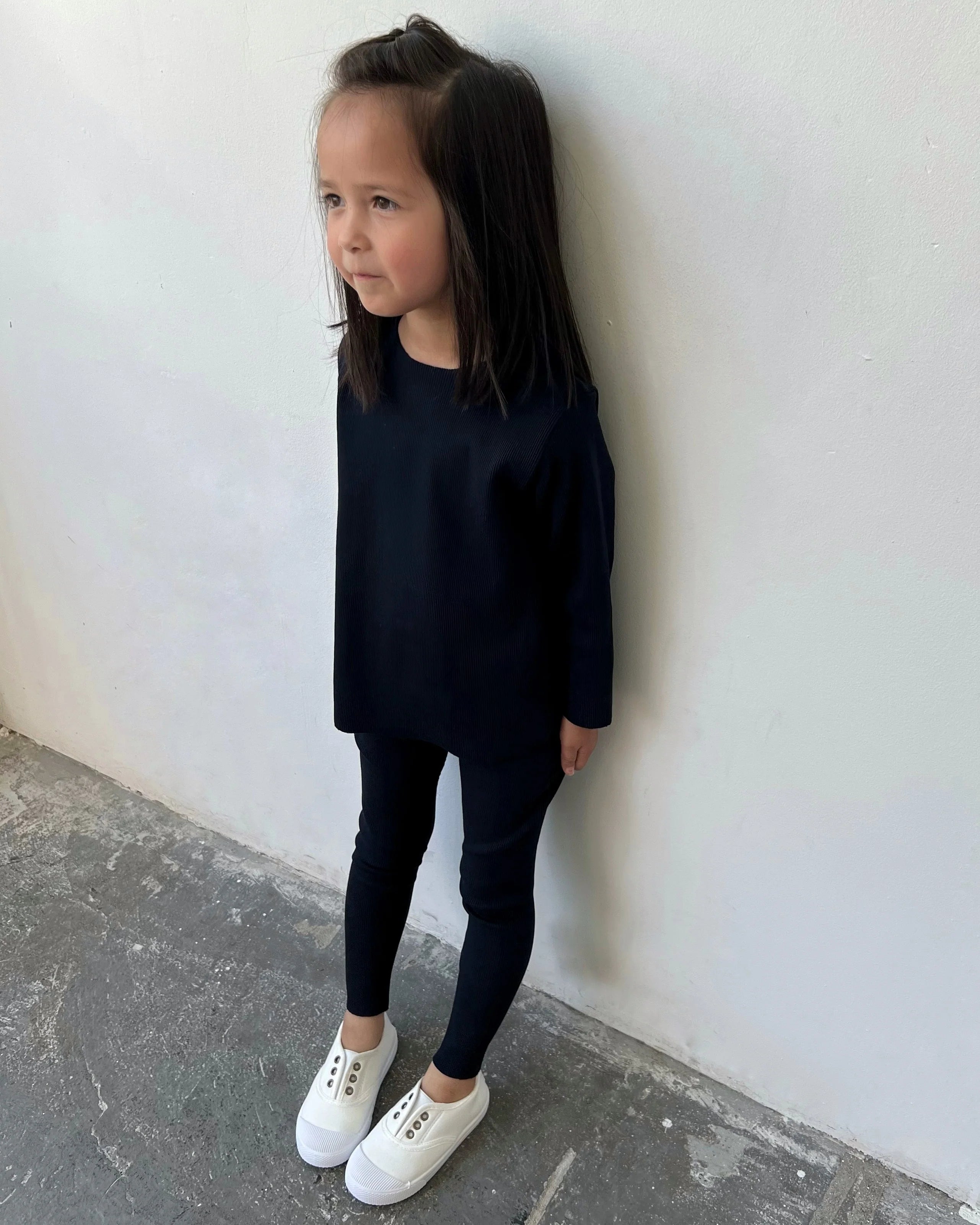 Rib Sweatshirt Set | Navy