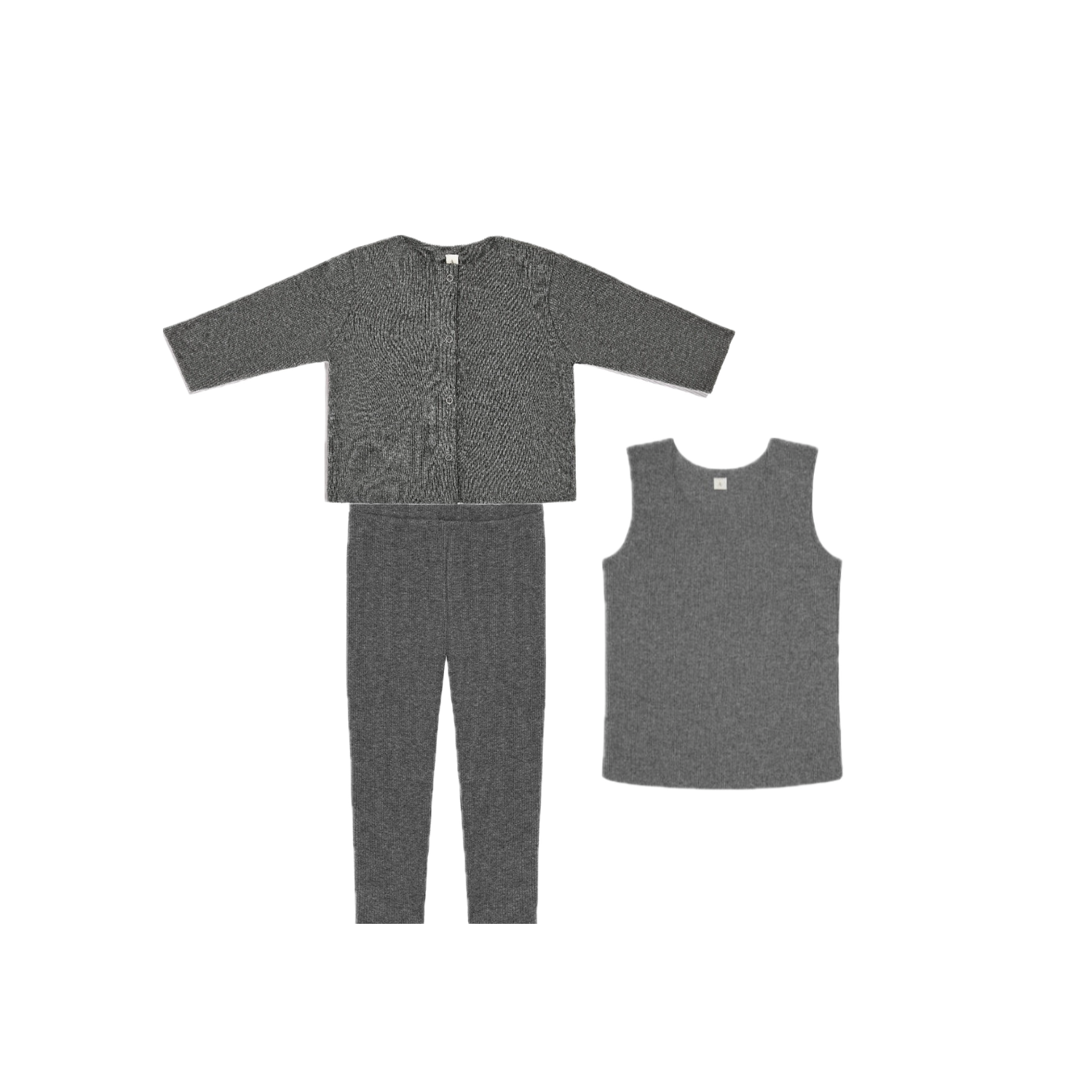 Rib Cardigan Set | Dark Gray