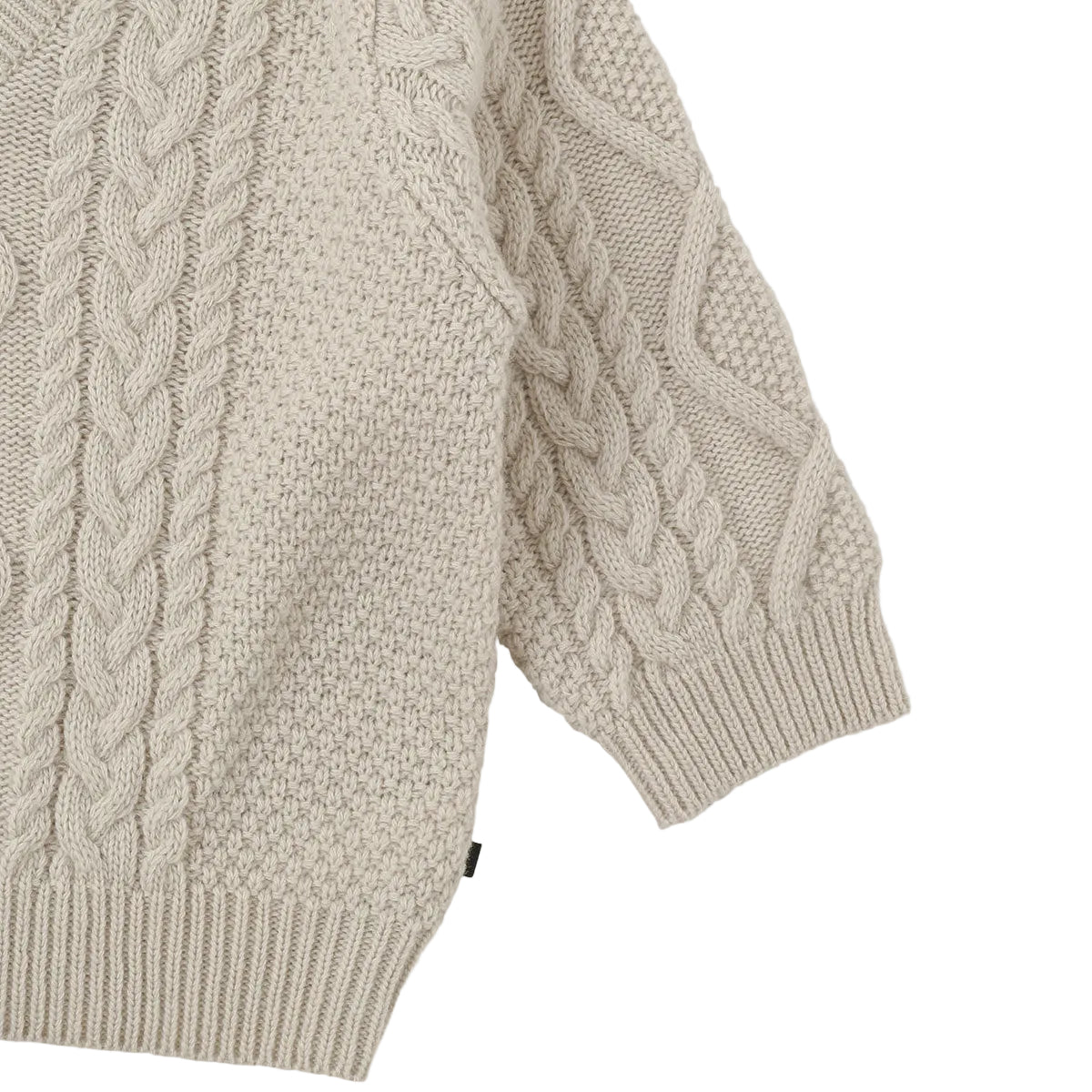 Cable V-neck Pullover | Ecru