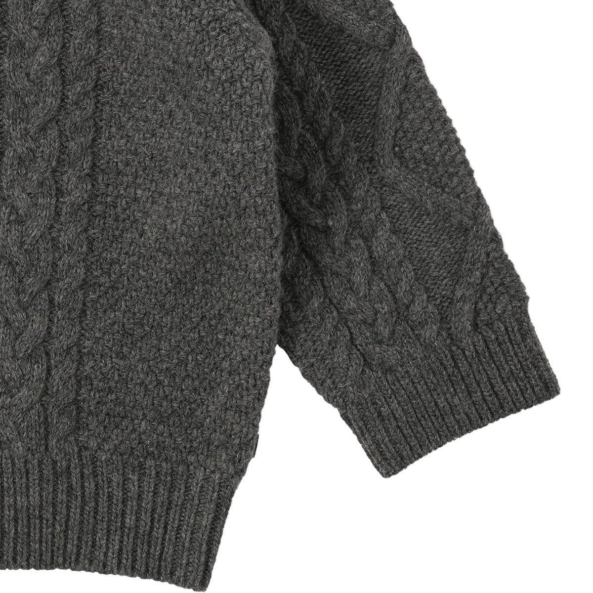 Cable V-neck Pullover | Melange Gray