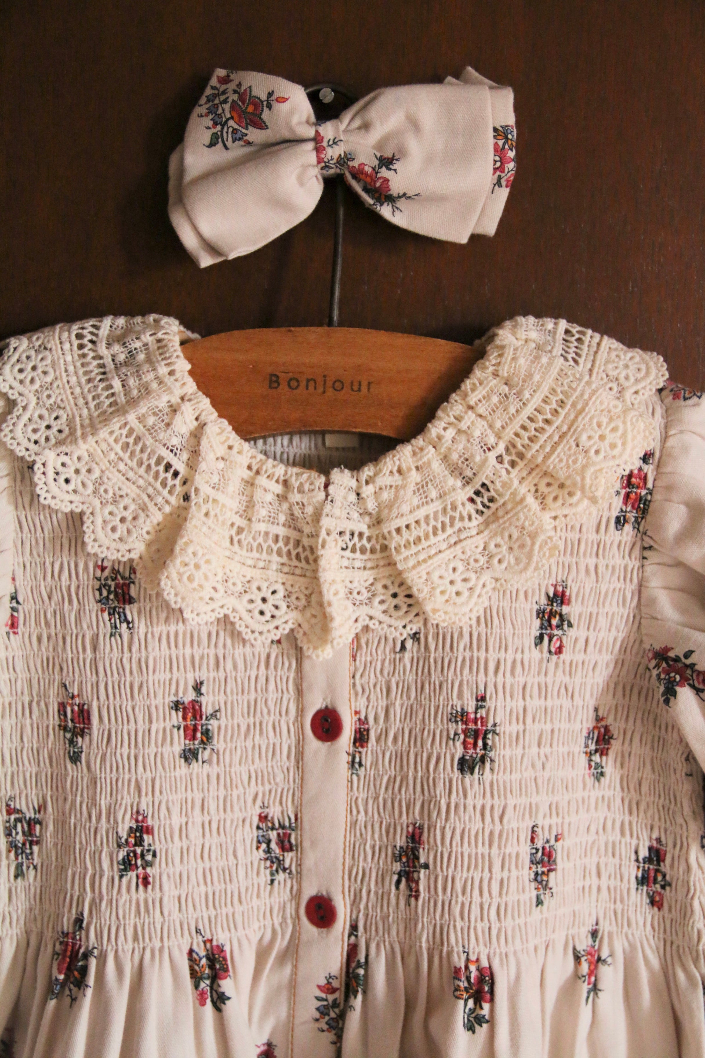 Handsmock Dress with Hair Clip | Garden Flowers