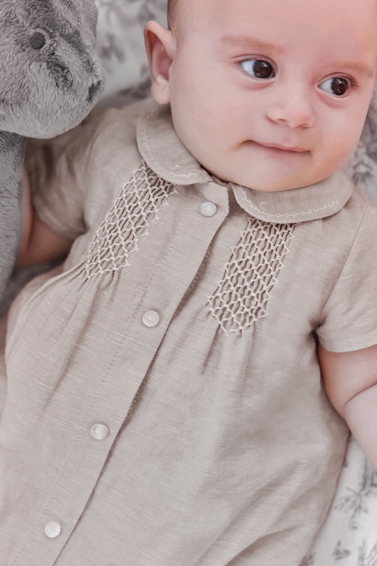 Peter Pan Collar Romper | Beige