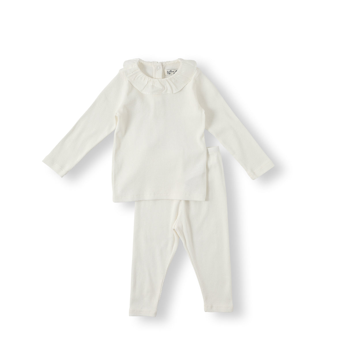 Ribbed Ruffle Twinset | Ivory
