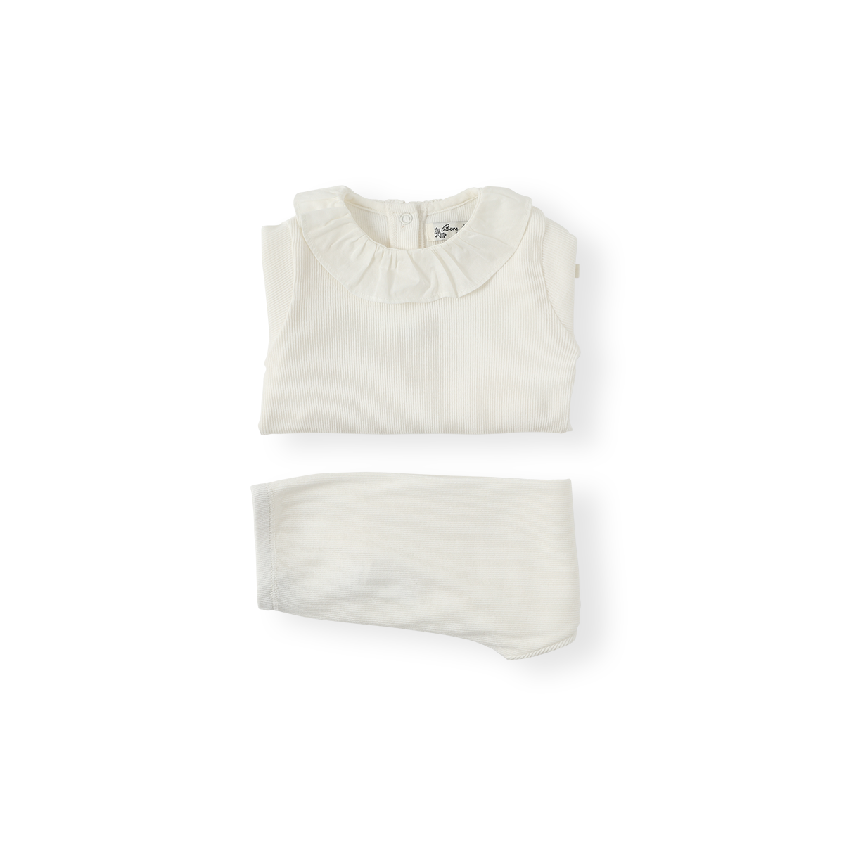 Ribbed Ruffle Twinset | Ivory
