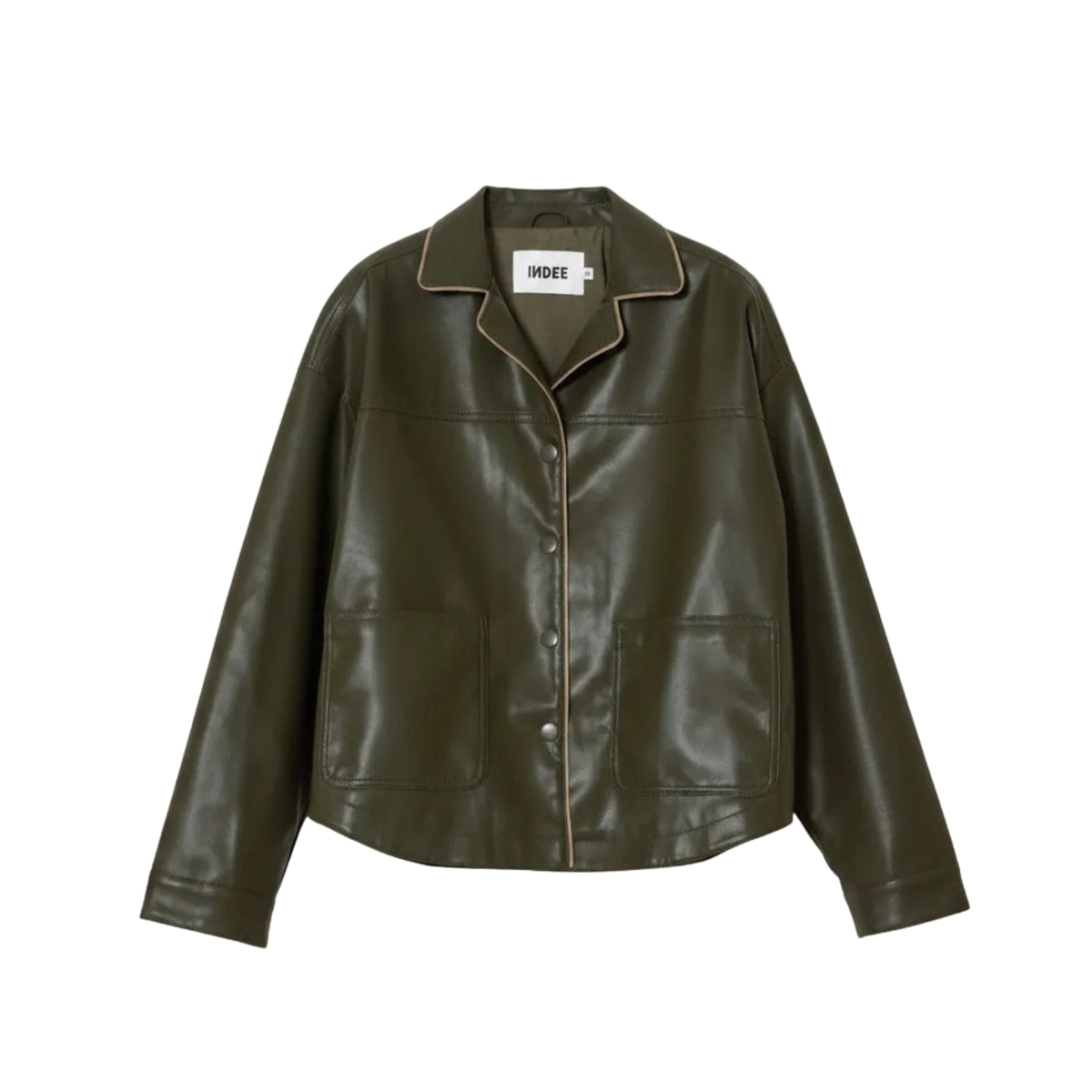 Wien Faux Leather Jacket | Olive