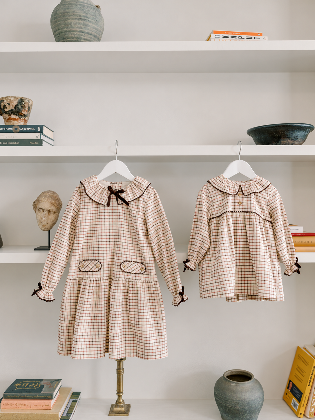 Tatiana Baby Dress Set | Caramel Check