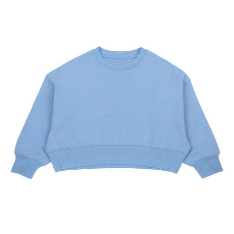 Cropped Crew Neck Jumper - Dutch Blue