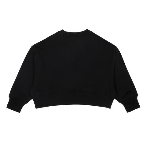 Cropped Crew Neck Jumper - Black