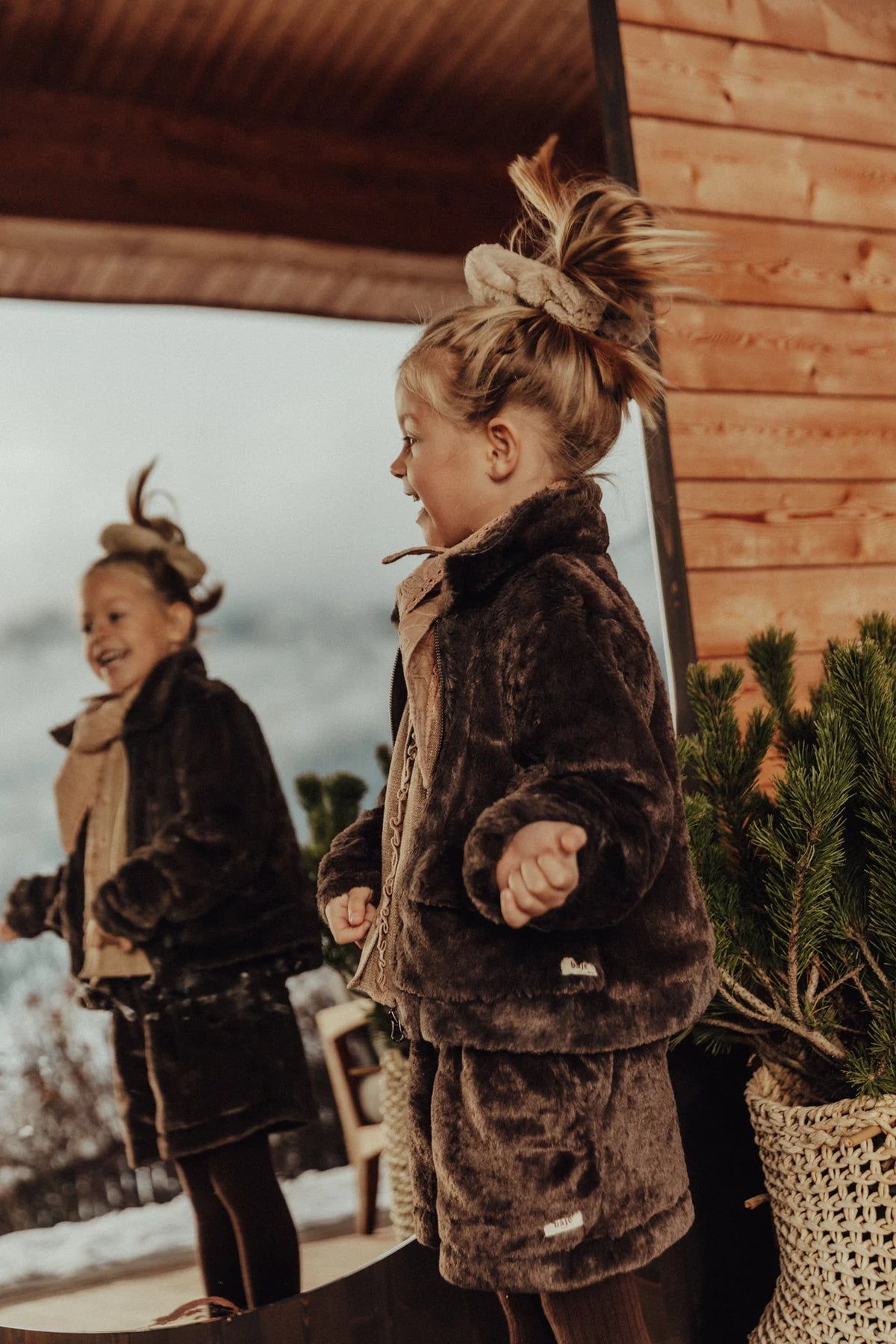 Isabeau Jolye Faux Fur Jacket Set | Brown Choco