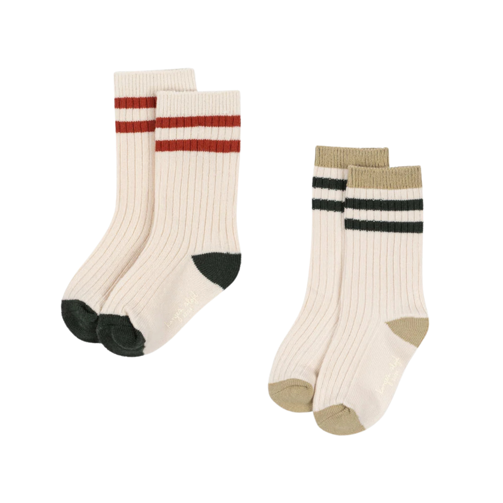 Rib Socks 2 Pack | Green Stripe
