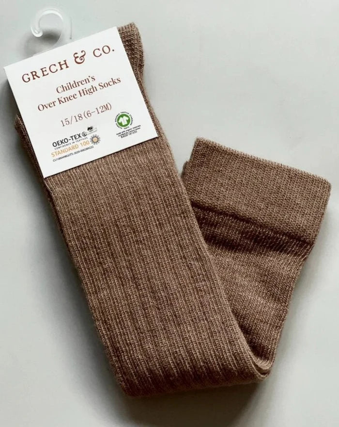 Organic Cotton Knee High Socks - Stone