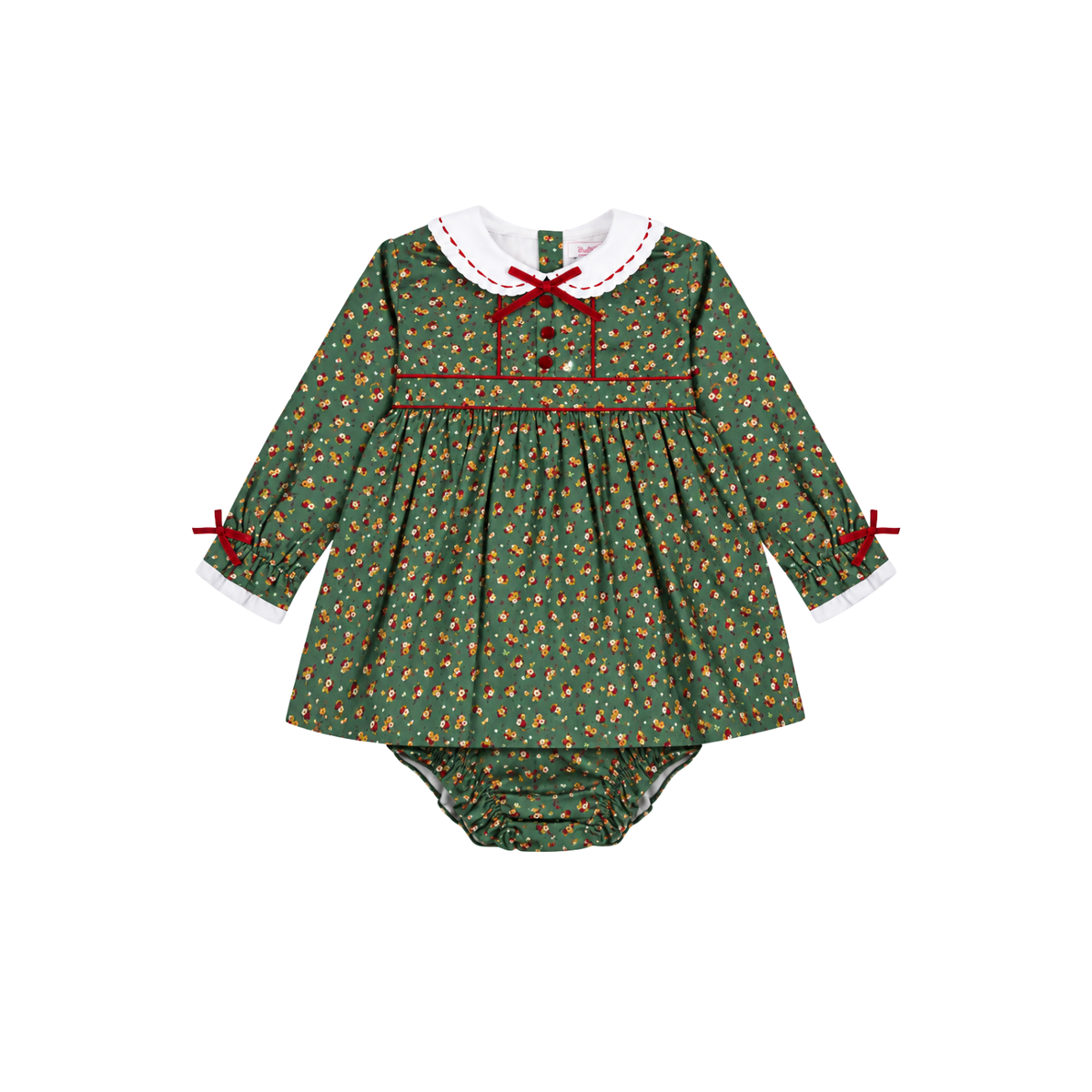 Lilly Baby Dress Set | Green Floral