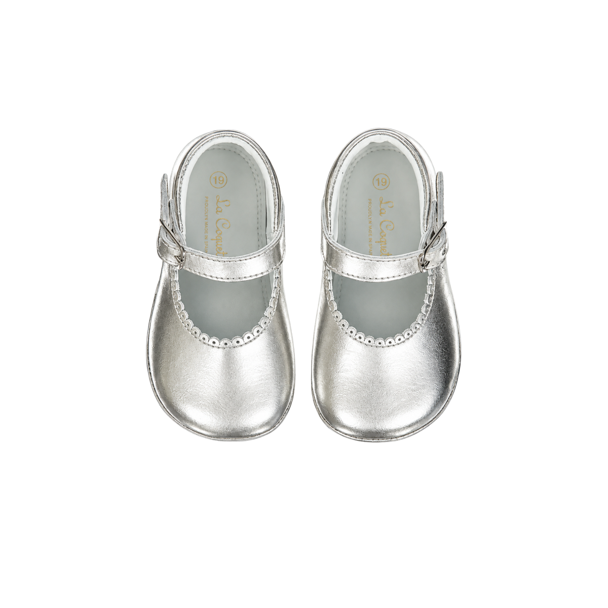 Leather Baby Mary Jane Shoes | Silver