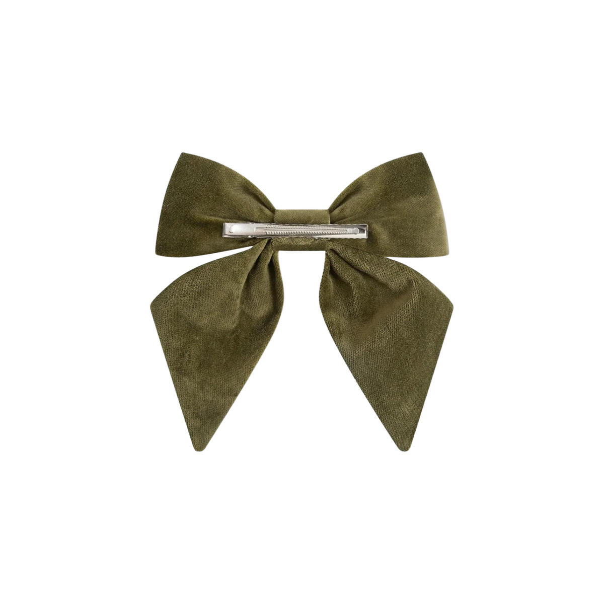 Velvet Large Bow Clip | Olive