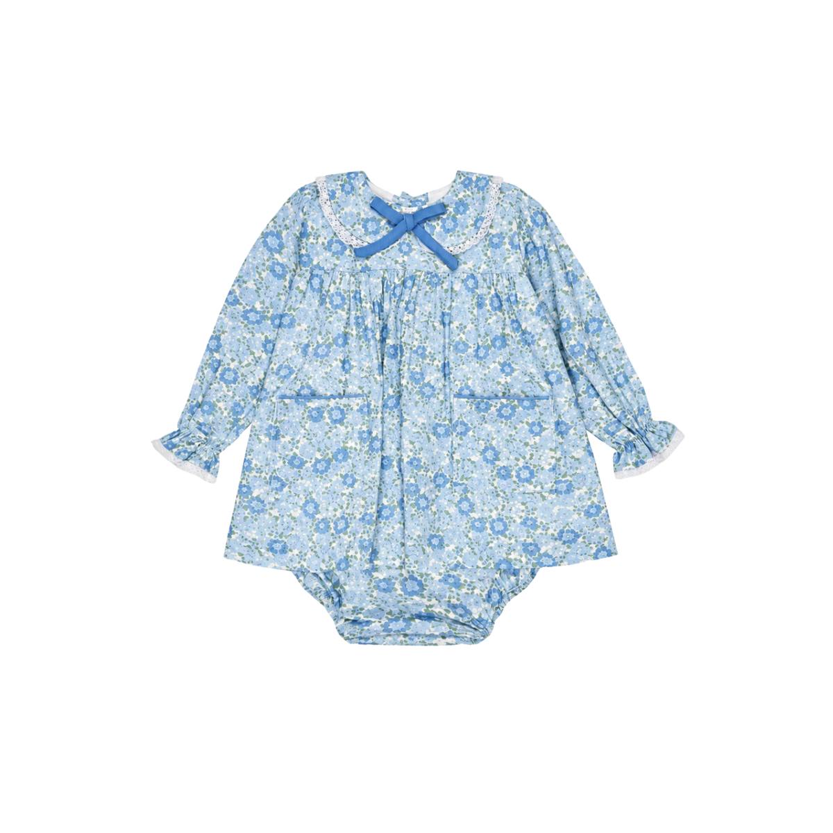 Maribel Baby Dress Set | Blue Floral