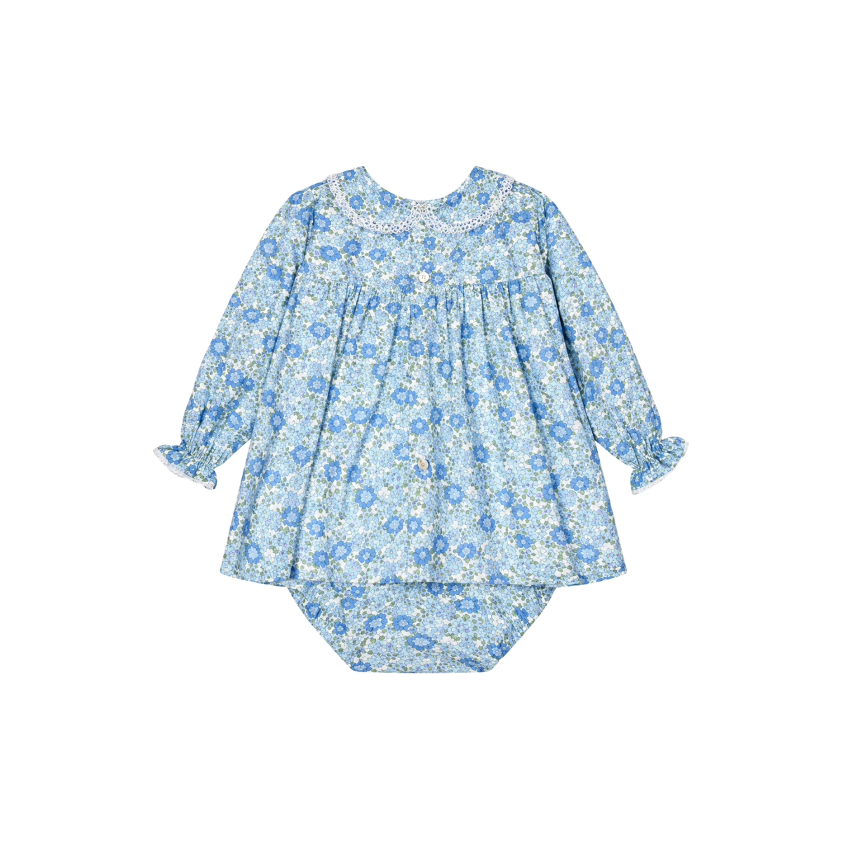 Maribel Baby Dress Set | Blue Floral