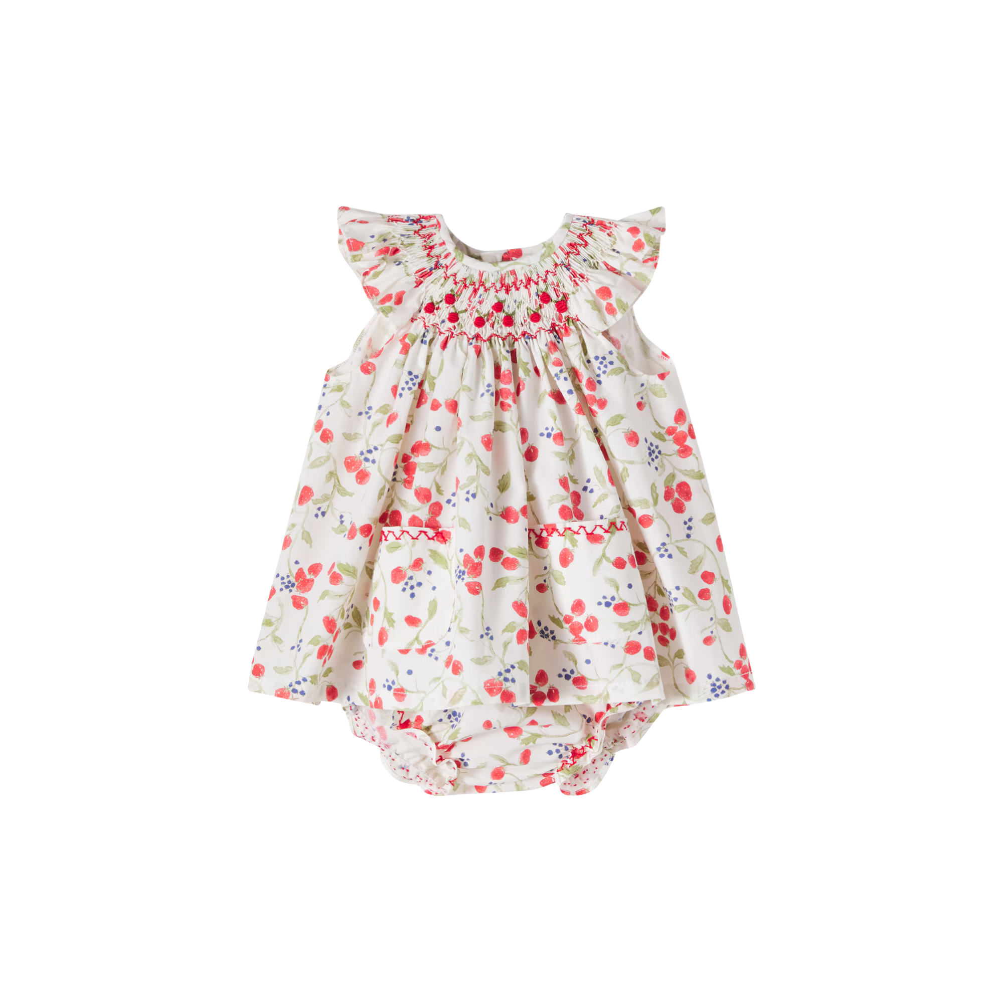 Renata Baby Smocked Set | Strawberry Floral