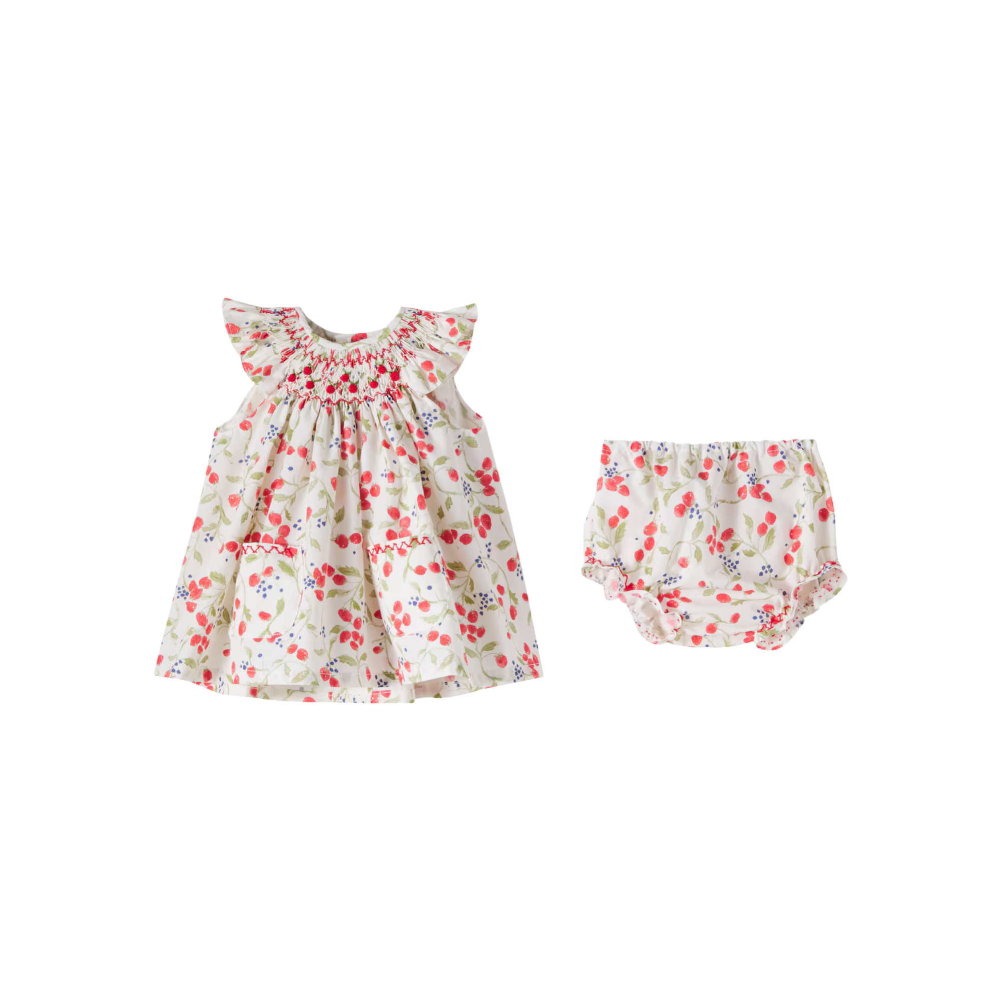 Renata Baby Smocked Set | Strawberry Floral