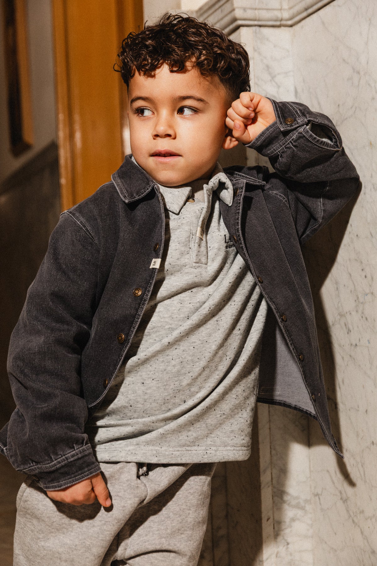 Lino Polo T-shirt | Grey Melange