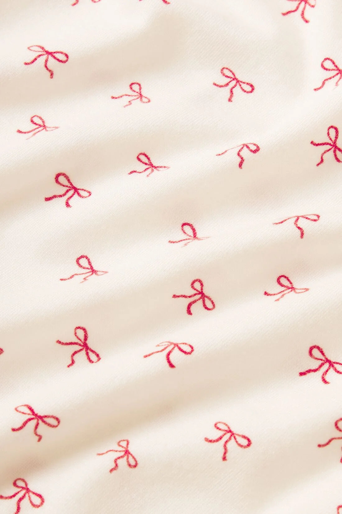 Kids Printed Long Pj Set | Mini Bow Ivory Holly Red