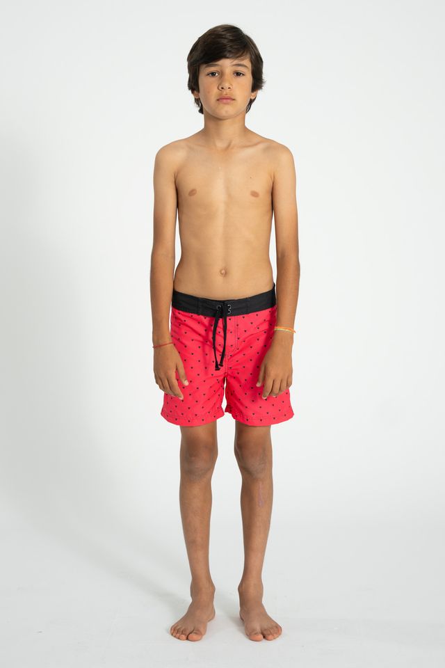 Heart Print Swim Shorts | Pink/Black