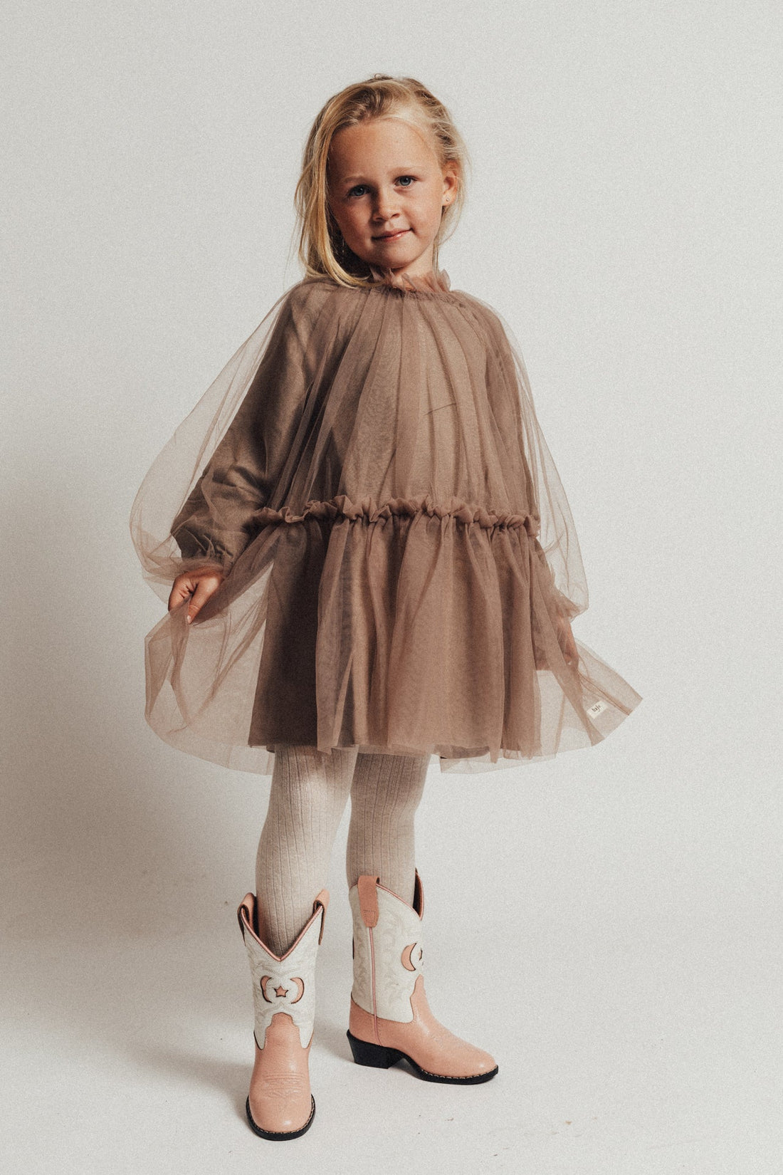 Camberly Dress in Tulle | Taupe