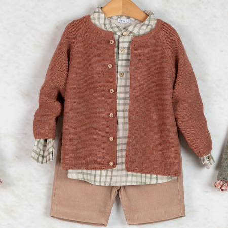 Boys Checkered Corduroy Shorts Set