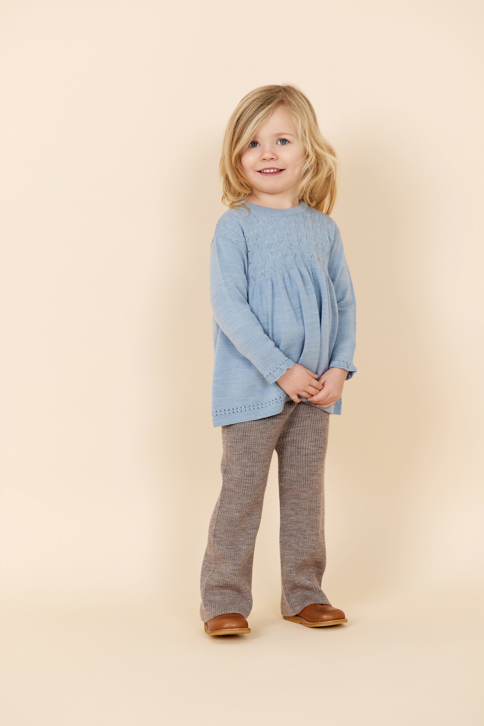 Merino Wide Rib Pants | Natural Melange